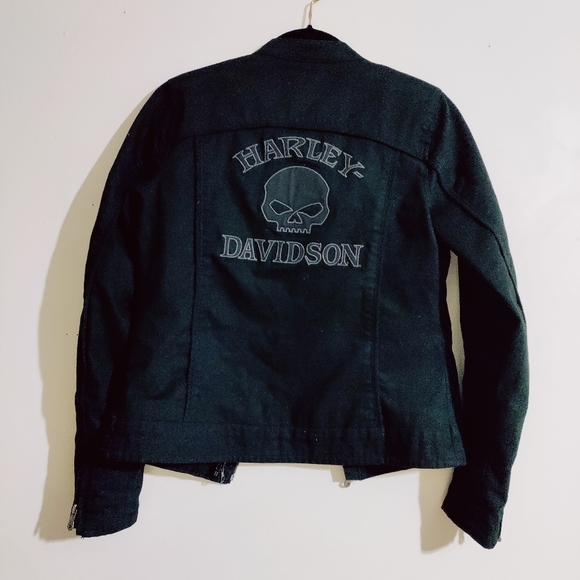 Harley Davidson Fully Lined Zip Up Denim Jacket Size XS - Picture 2 of 8